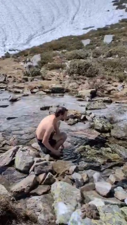 Ice bath in Italian Alps