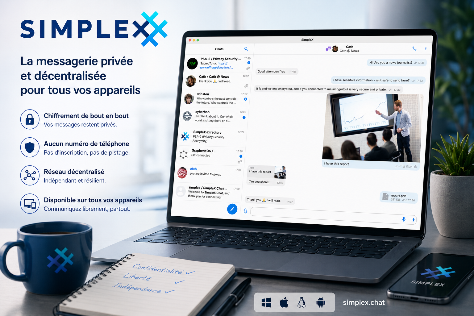SimpleX Desktop : connecter votre PC à votre compte SimpleX 🔗